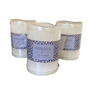 Mikasa Home Accents LED Candle Set of 3 Real Wax Flameless‎ 5 Hour Timer Cream